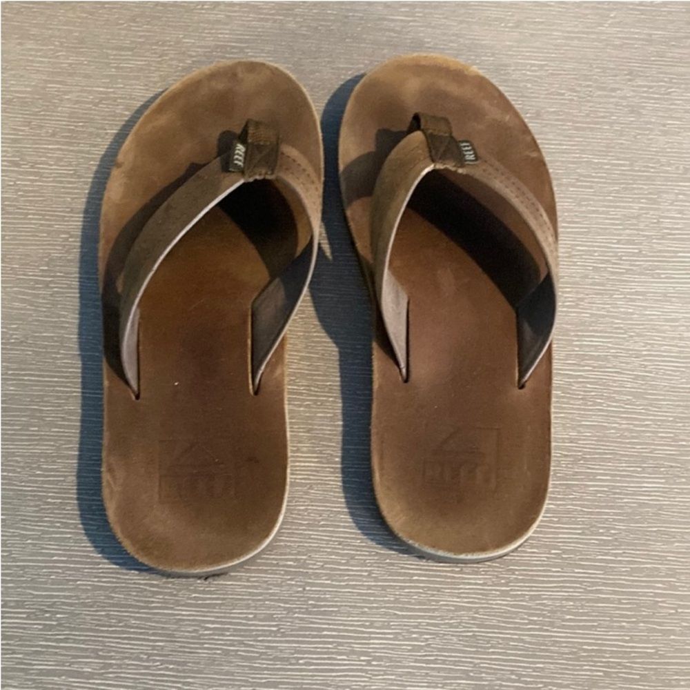 Reefs Tan All Leather Broken-in Relaxed Coastal Sandals Size 7 Mens